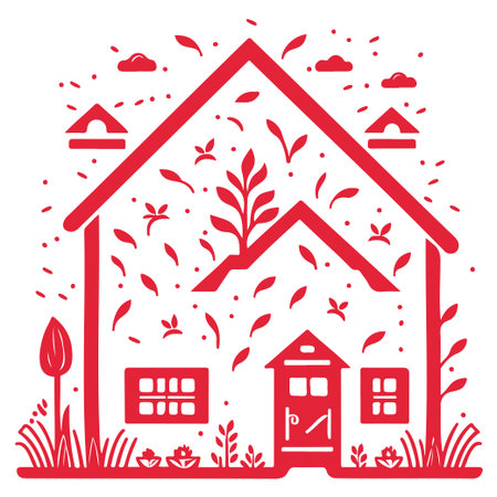 Red spring farm house agriculture illustration elementのイラスト素材