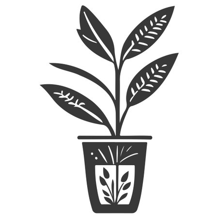 plant pot illustration sketch greyのイラスト素材