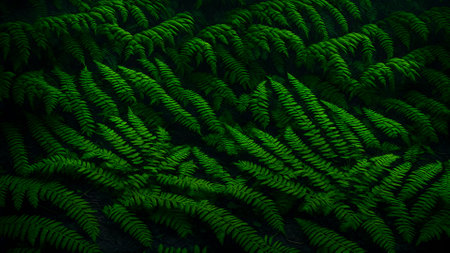 Fern Covered Forest Floor background wallpaper 3d pictureの素材