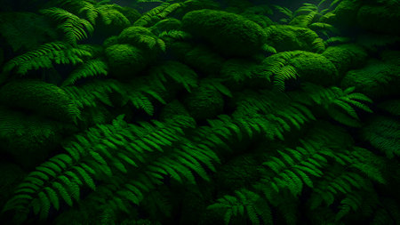 Fern Covered Forest Floor background wallpaper 3d pictureの素材