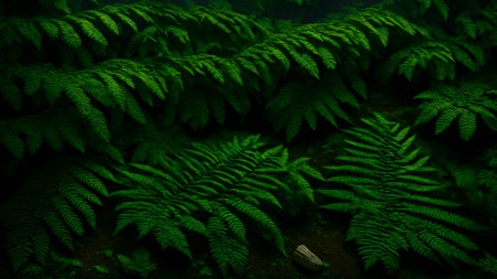 Fern Covered Forest Floor background wallpaper 3d pictureの素材