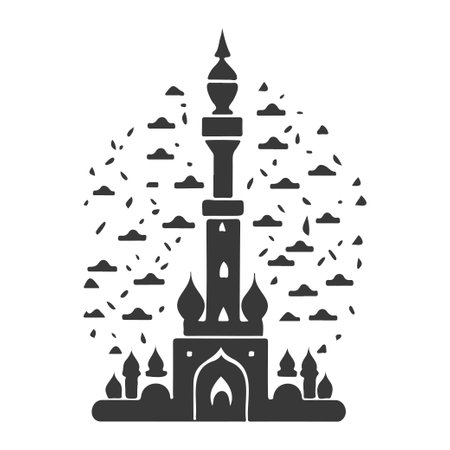Minaret ramadan illustration sketch greyのイラスト素材