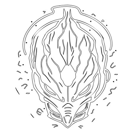 Alien outline illustration sketch elementのイラスト素材