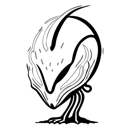 Alien outline illustration sketch elementのイラスト素材