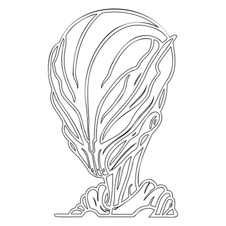 Alien outline illustration sketch elementのイラスト素材