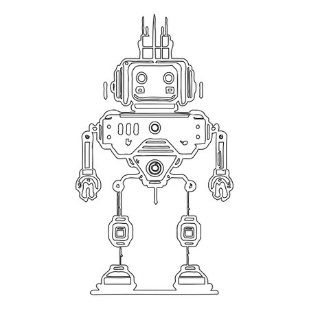 Robot outline illustration sketch elementのイラスト素材