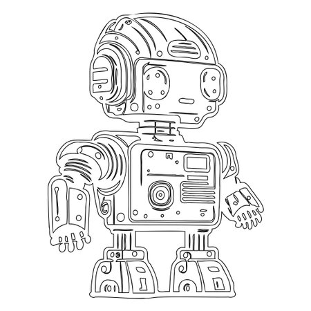 Robot outline illustration sketch elementのイラスト素材