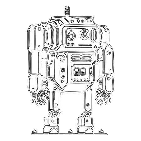 Robot outline illustration sketch elementのイラスト素材