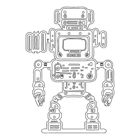 Robot outline illustration sketch elementのイラスト素材