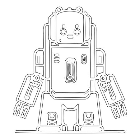 Robot outline illustration sketch elementのイラスト素材