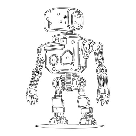 Robot outline illustration sketch elementのイラスト素材