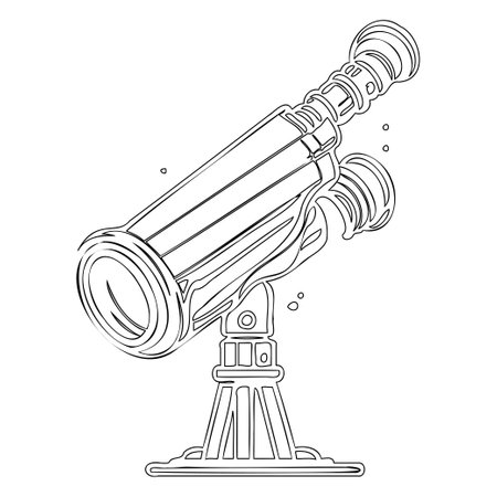 Telescope outline illustration sketch elementのイラスト素材