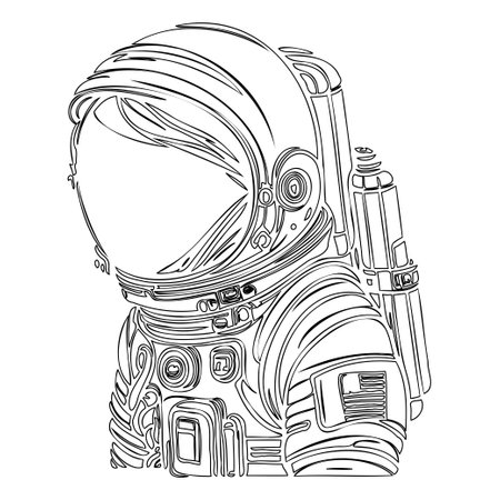 Astronaut outline illustration sketch elementのイラスト素材