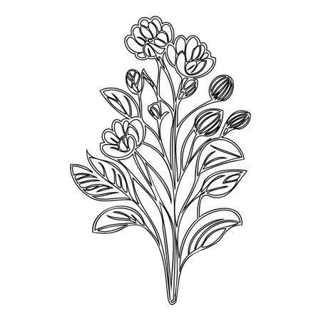 Bouquet flower outline illustration sketch elementのイラスト素材