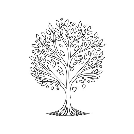 tree love outline illustration sketch elementのイラスト素材