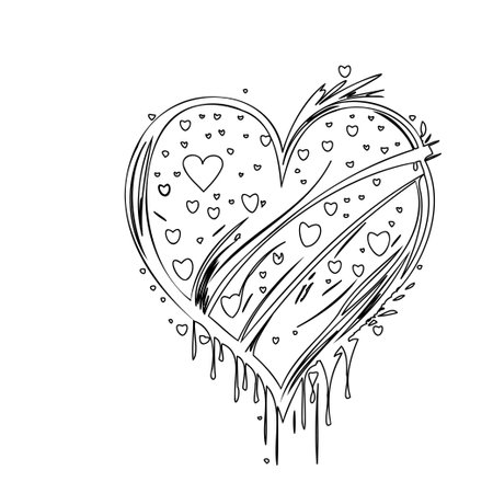 heart paint splashes love outline illustration sketch elementのイラスト素材