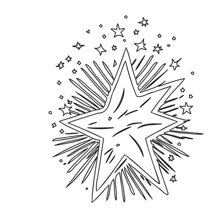 new year star splash outline illustration sketch elementのイラスト素材