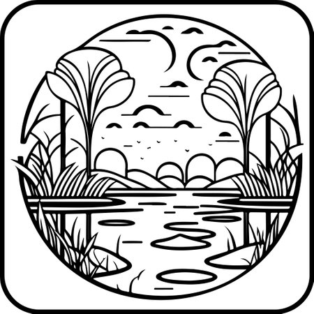 doodle sketch art nouveau drawings Park illustration element borderのイラスト素材