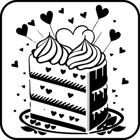 Cake Festive Valentine Day Delicious Sweet illustration sketch icon element border
