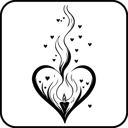 Candle Flame love heart valentine illustration sketch icon element borderのイラスト素材