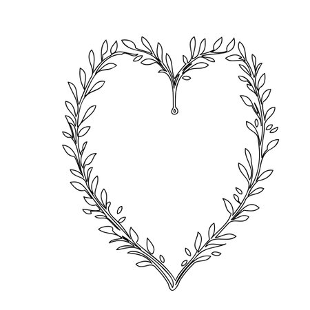 Heart Garland valentine illustration outline element sketchのイラスト素材