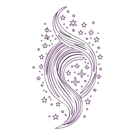 Comet outline illustration sketch element purpleのイラスト素材