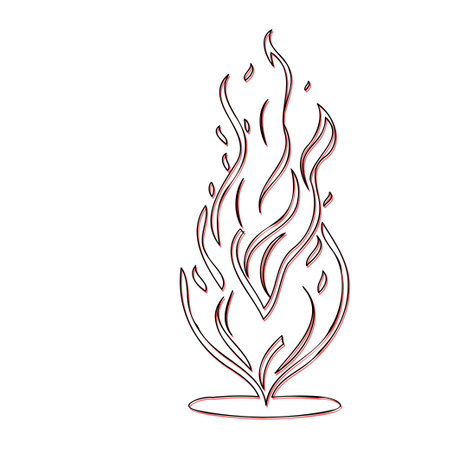 candle flame fire heart outline illustration sketch element redのイラスト素材