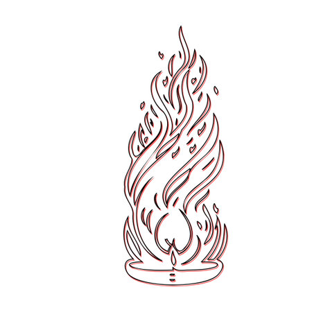 candle flame fire heart outline illustration sketch element redのイラスト素材