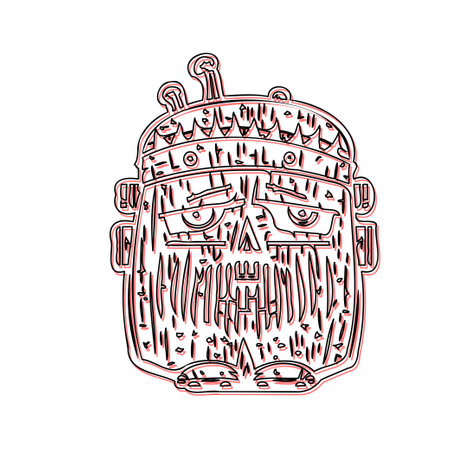 Frankensteins monster outline illustration sketch element redのイラスト素材