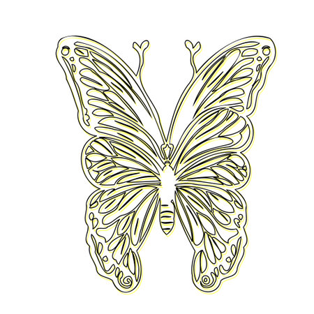 day of the dead butterfly outline illustration sketch element yellow