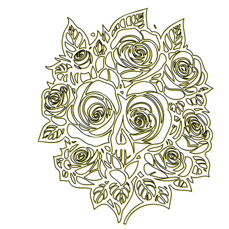 day of the dead roses outline illustration sketch element yellowのイラスト素材