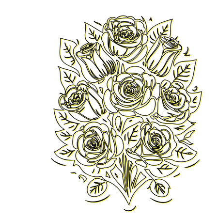 day of the dead roses outline illustration sketch element yellowのイラスト素材
