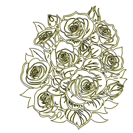 day of the dead roses outline illustration sketch element yellowのイラスト素材