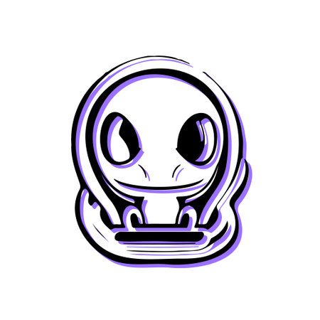 Cute Alien Cartoon Character Design. Concept of space, fun, and friendly.のイラスト素材