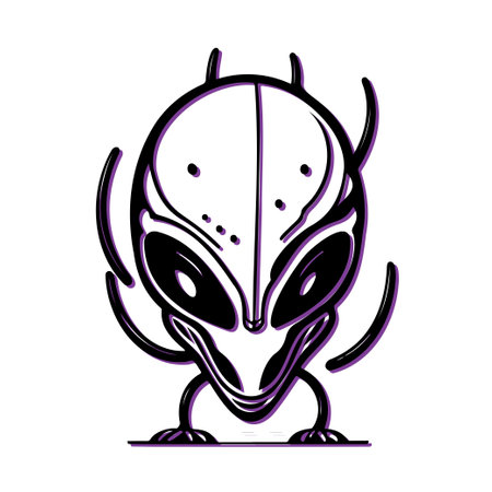 Cute Alien Cartoon Character Design. Concept of science fiction, extraterrestrial, and fantasy.のイラスト素材