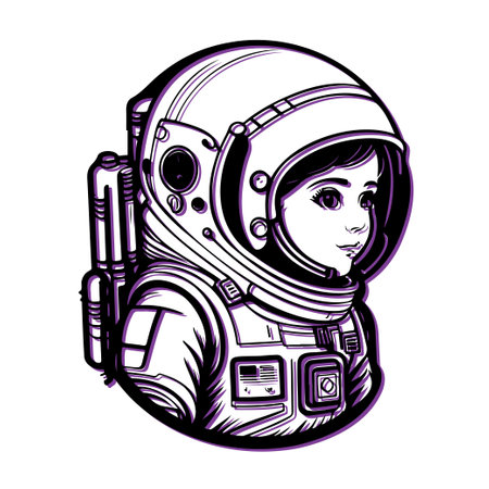 Child Astronaut Illustration. Concept of space exploration, dreams, and future.のイラスト素材