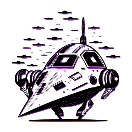 Spaceship Illustration. Futuristic vehicle design concept.のイラスト素材