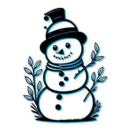 Cute Snowman Illustration. Concept of winter, Christmas, and holiday.のイラスト素材