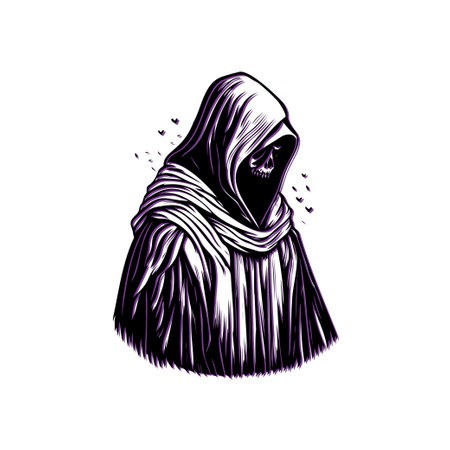 Grim Reaper Illustration. Concept of death, darkness, and mystery.のイラスト素材