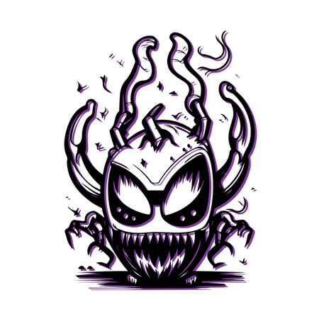 Cute Venom Cartoon Character Illustration. Concept of Halloween, Comic, and Fantasy.のイラスト素材