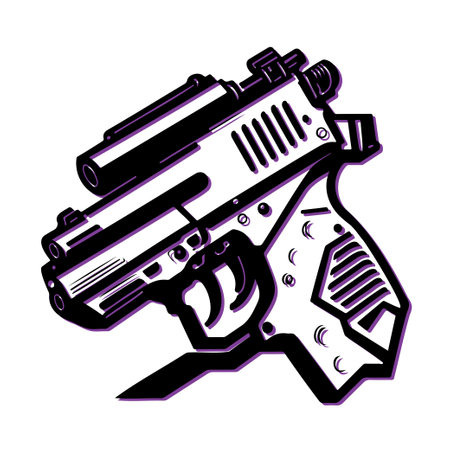 Futuristic Pistol Gun Graphic Design. Concept of weapon, firearm, and future technology.のイラスト素材