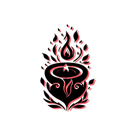 Ornate Candle Flame Design. Concept of light, hope, and spirituality.のイラスト素材