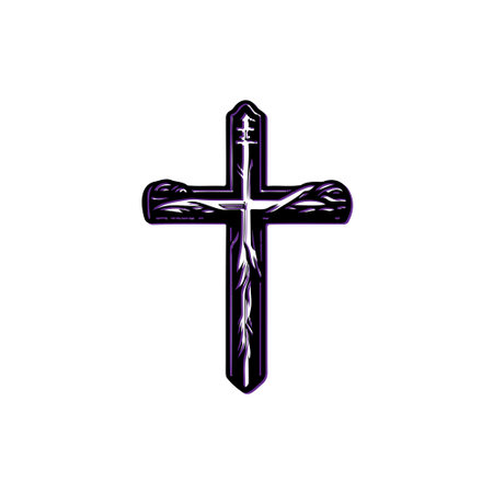 Christian Cross with Thorns Design. Religious Symbol of Faith and Hope.のイラスト素材