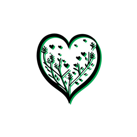 Heart with tree branches and hearts. Concept of love, nature, and growth.のイラスト素材