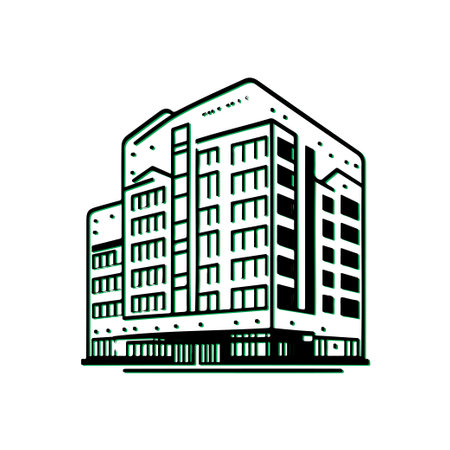 Building Line Art Illustration. Concept of architecture, urban, and real estate.のイラスト素材