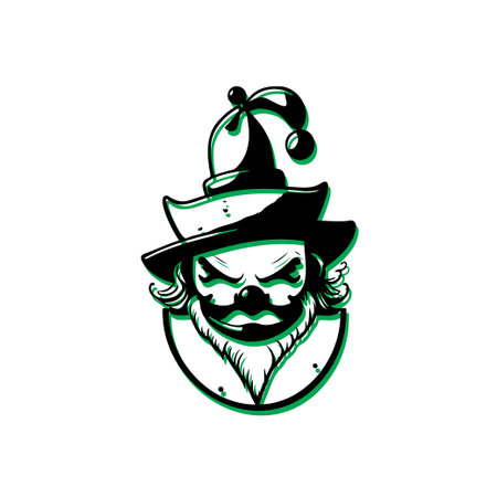 Jester head mascot logo design. Concept of fun, entertainment, and celebration.のイラスト素材