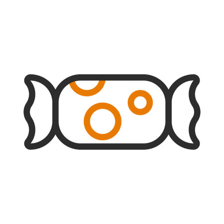Candy icon with orange circles. Concept of sweetness, treat, and celebration.のイラスト素材