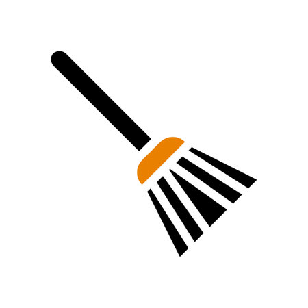 Broom icon for cleaning, sweeping, and housekeeping. Concept of cleanliness and hygiene.のイラスト素材