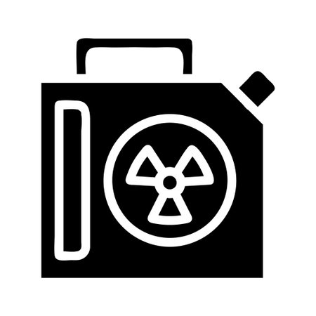 Radioactive waste canister icon. Concept of nuclear energy, pollution, and danger.のイラスト素材