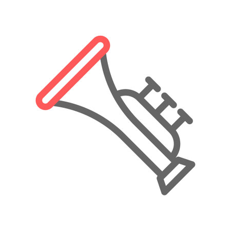 Trumpet icon, musical instrument. Concept of music, jazz, and orchestra.